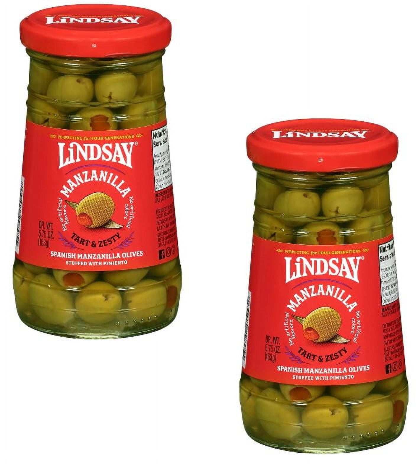 (2 Pack) Lindsay Spanish Pimiento Stuffed Manzanilla Olives 5.75 oz