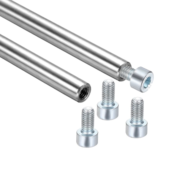 2 Pack Linear Motion Rod Shaft Guide, 8mmx500mm 304 Stainless Steel End Hollow Linear Steel Rods Inner Threaded Studs with Screws for 3D Printer and CNC Machine