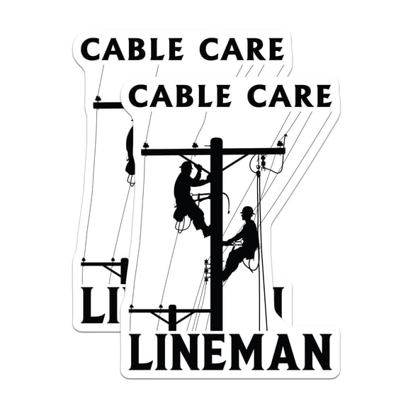 (2 Pack) Lineman Magnets - Cable Care Utility Worker Magnets - Electrical Grid Service Technician - Power Pole Worker Decor - 5 Inches On Longest Side - Thick Durable Magnet - Made in USA - MAG22417