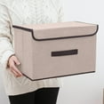 thumbnail image 1 of 2-Pack Linen Cloth Covered Storage Box | Foldable Fabric Storage Container with Lid for Clothing Organization & Household Items | 14" x 10" x 9" Home Decor Storage Bin, 1 of 4