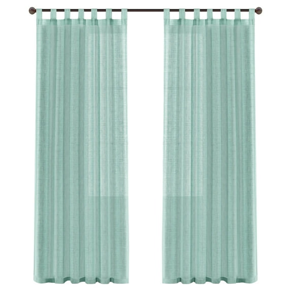 2 Pack Linen Curtains for Living Room Farmhouse Rod Pocket Back Tab Light Filtering Window Drapes for Bedroom Curtains Green 52*72Inch