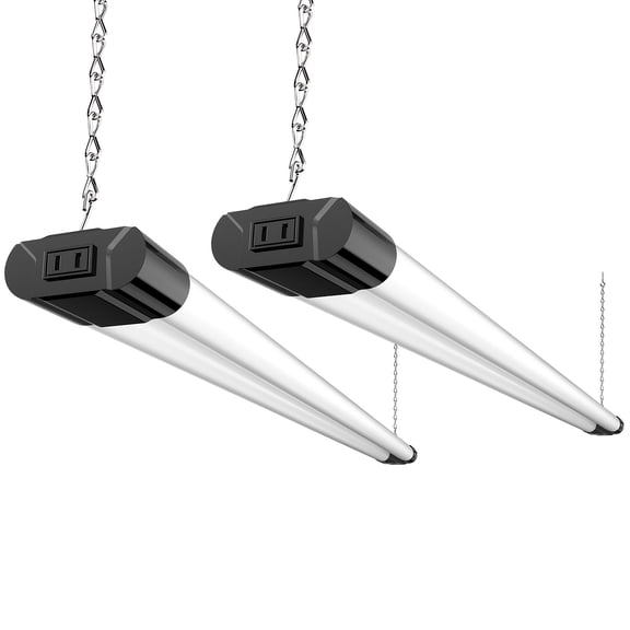 2 Pack Linkable LED Utility Shop Light, 4 FT Integrated Fixture for Garage, 40W Equivalent 250W, 6500K Daylight, Surface And Suspension Mount