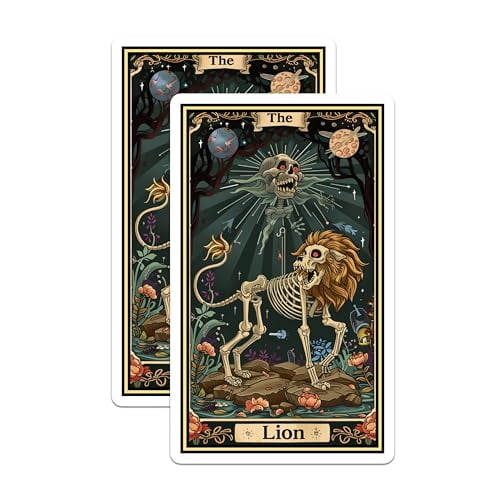 (2 Pack) The Lion Skeleton Magnets - Halloween - Gothic Art - Fantasy Magnets - 5" On Longest Side - for Cars, Fridges, Toolboxes - Made in USA - MAG3697