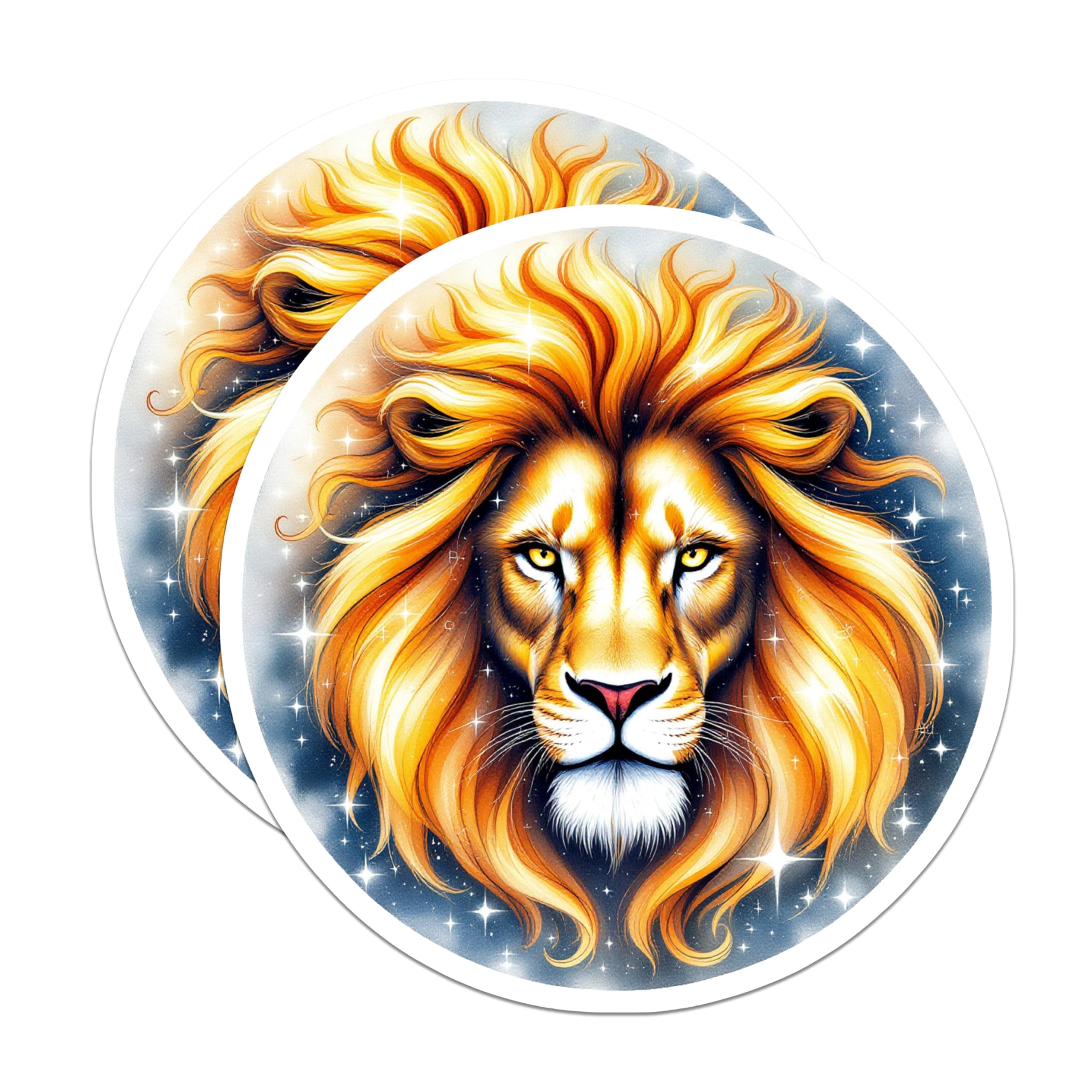 (2 Pack) Lion Stickers - Zodiac Sign Stickers - Celestial Art Stickers ...