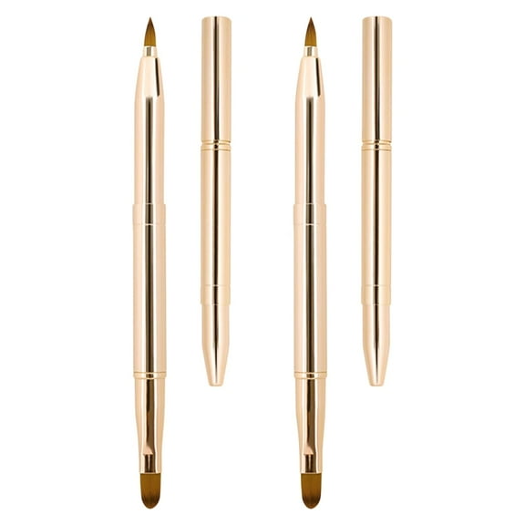 [2 Pack] Lip Brush for Lipstick, Retractable Lip Brushes, Dual-ended Makeup Brush for Lipstick Lip Gloss, Include Lid