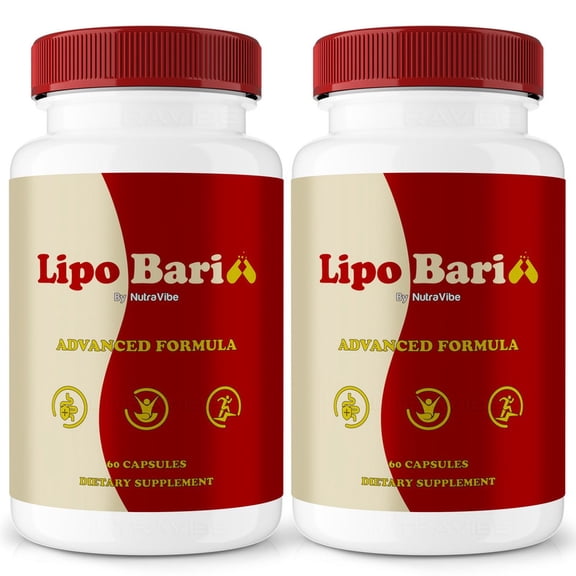 (2 Pack) LipoBari Natural Daily Pill Formula Designed to align with Fitness Goals, Support active Lifestyle & Body Balance | Just 2 Easy-to-Swallow Pills Daily (120 Capsules)