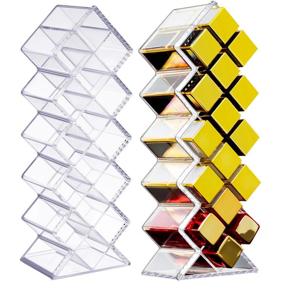 2 Pack  Lipstick Holder Organizer 32 Slots Clear Lip Gloss Holder Organizers Stackable Fish Shape Lipsticks Tower Lipstick Case Display Stand Storage Box for Makeup  Vanity drawer