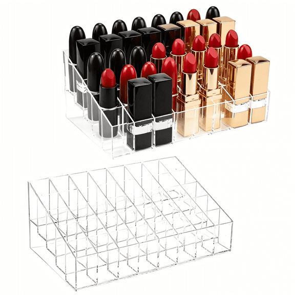 2 Pack Lipstick & Makeup Organizer, 40 Slot Acrylic Cosmetic Display Case for Lipstick, Brushes, Bottles