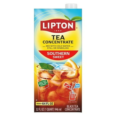 (2 Pack) Lipton Southern Sweet Black Tea Liquid Concentrate, 32 fl oz Carton