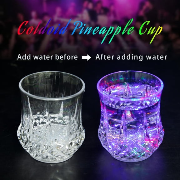 2 Pack Liquid Activated LED Light Up Shot Glasses Multicolor Flashing Reusable Acrylic Party Favors Barware for Disco Strobe Wedding Birthday Fun Glowing Drinking Cups Battery Included Set