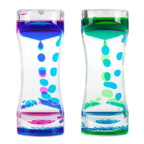 2 Pack Liquid Motion Bubbler Timer and Moving Sand Art Picture Colorful Hourglass Liquid Bubbler Art Toys Activity Calm Relaxing Desk Toys