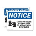 thumbnail image 1 of (2 Pack) Liquid Nitrogen Wear Gloves OSHA Notice Sign 10 Inch X 7 Inch Indoor / Outdoor Rust-Free Aluminum Metal Signs for Workplace, Workshop, and Construction Site, Made in the USA, 1 of 8