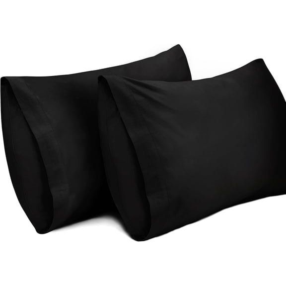 Lirex Queen Cases Set of 2, 100% Cotton Pillowcases, 2030 inches, Black
