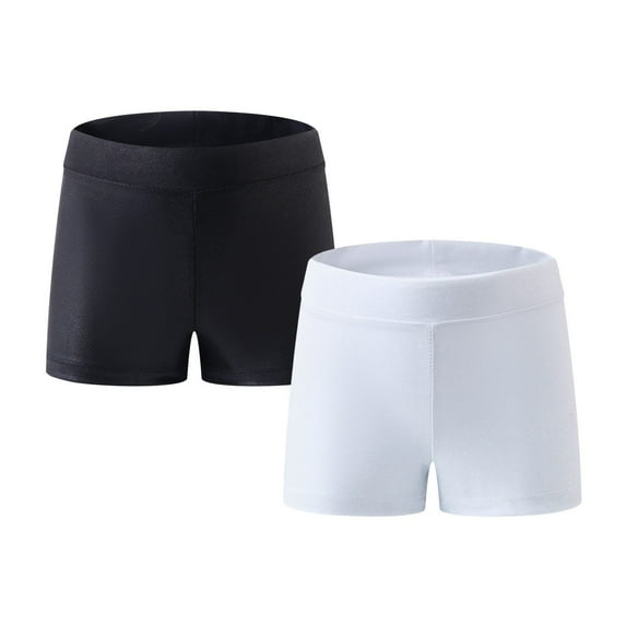 2 Pack Little Big Girls' Sparkle Dance Tumbling Athletic Gymnastics Short Toddler Ballet Fitness Shorts 2-13Years