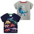 thumbnail image 1 of 2-Pack Little Boys T-Shirts Luminous Dinosaur Crewneck Short Sleeve Top, Size for 18M-6T, 1 of 7