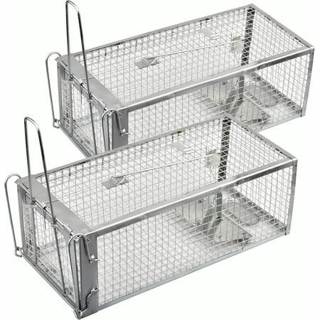 Humane Live Mouse Vole Chipmunk Trap Cage, 2-Pack Rat Traps for Indoors and Outdoors