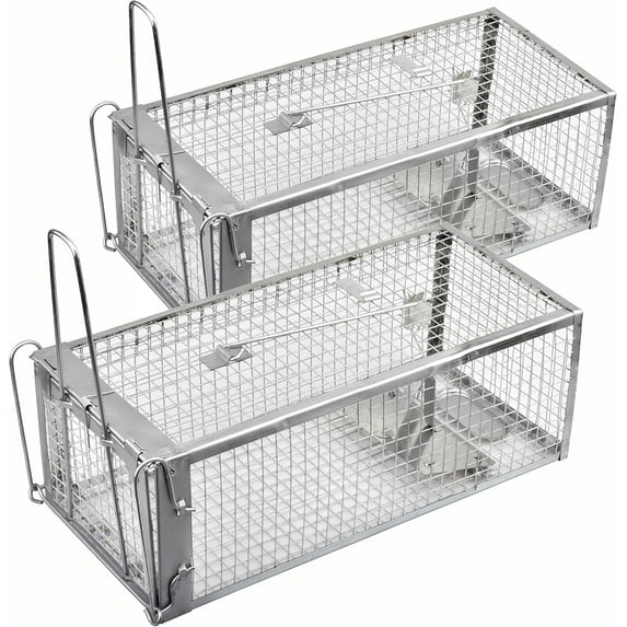 Humane Live Mouse Vole Chipmunk Trap Cage, 2-Pack Rat Traps for Indoors and Outdoors