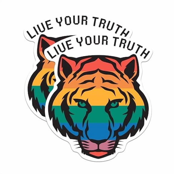 (2 Pack) Live Your Truth Gay Pride Stickers - Powerful Lion LGBTQ Sticker - 5 Inches On Longest Side - Premium Vinyl - for Cars, Trucks, Skateboards, Laptops - Made in USA - BMCS1681