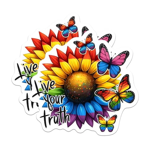 (2 Pack) Live Your Truth Stickers - LGBTQ Gay Pride Lesbian Sticker - 5 Inches On Longest Side - Premium Vinyl - for Cars, Trucks, Skateboards, Laptops - Made in USA - BMCS0648