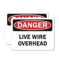 thumbnail image 1 of (2 Pack) Live Wire Overhead OSHA Danger Sign 18 Inch X 12 Inch Indoor / Outdoor Rust-Free Aluminum Metal Signs for Workplace, Workshop, and Construction Site, Made in the USA, 1 of 8