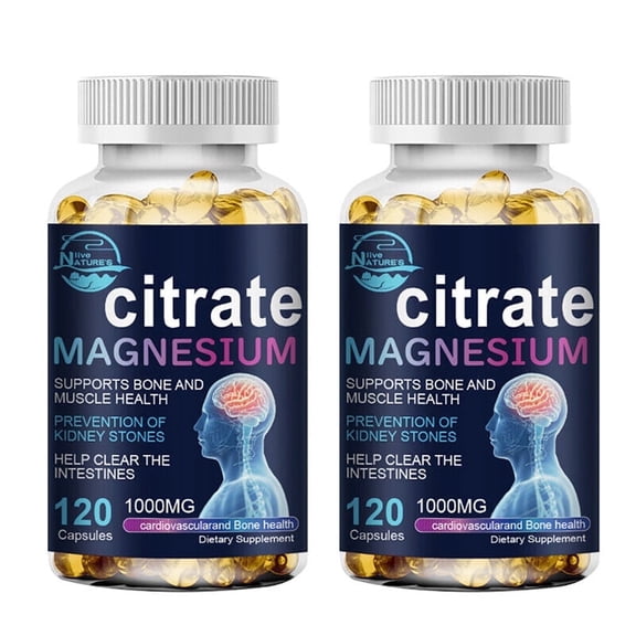 (2 Pack)Live's Nature Magnesium Citrate (Citrato de Magnesio) ,1000mg ,Extra Strength,Essential Mineral for Heart, Muscle, & Digestion Support-120 Capsules