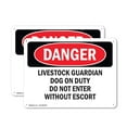 thumbnail image 1 of (2 Pack) Livestock Guardian Dog On Duty Do Not Enter OSHA Danger Sign 10 Inch X 7 Inch Plastic Sign, Weather Resistant, UV Protected for Workplace, Business, and Construction Site, Made in the USA, 1 of 8