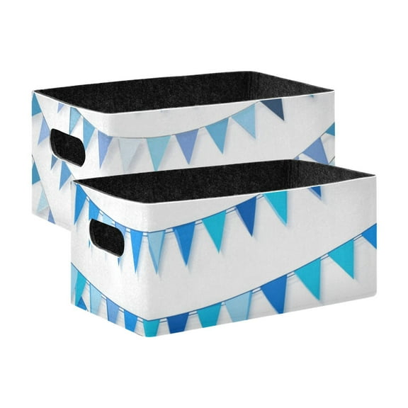 2 Pack Living Room Bed Room Felt Storage Baskets Boxes Foldable Organizer With Handles Blue Gradient Triangle blue Gradient Celebration