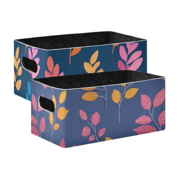 2 Pack Living Room Bed Room Felt Storage Baskets Boxes Foldable Organizer With Handles Seamless Repeating Patterns a Simple Flat Vector Illustration
