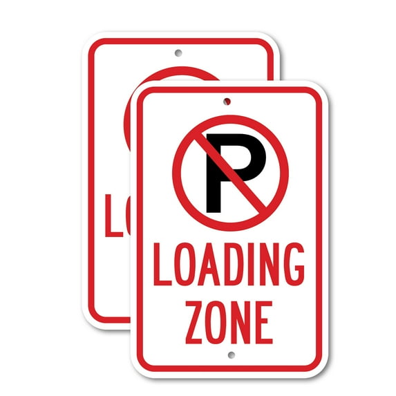 (2 Pack) Loading Zone with ''P'' No Parking symbol | 18" X 24" Heavy-Gauge Aluminum Sign | Rust Free Aluminum, Weather Resistant, Waterproof, Fade Resistant, 2 Pre-drilled Holes