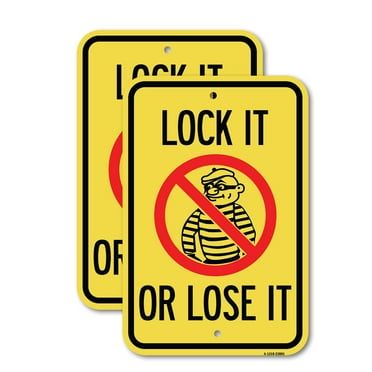 (2 Pack) Lock It or Lose It (With Graphic) | 18" X 24" Heavy-Gauge Aluminum Sign | Rust Free Aluminum, Weather Resistant, Waterproof, Fade Resistant, 2 Pre-drilled Holes