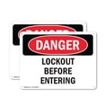 thumbnail image 1 of (2 Pack) Lockout Before Entering OSHA Danger Sign 24 Inch X 18 Inch Indoor / Outdoor Rust-Free Aluminum Metal Signs for Workplace, Workshop, and Construction Site, Made in the USA, 1 of 8