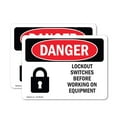 thumbnail image 1 of (2 Pack) Lockout Switches Before Working On Equipment OSHA Danger Sign, 1 of 7