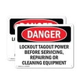 thumbnail image 1 of (2 Pack) Lockout Tagout Power Servicing Repairing OSHA Danger Sign 18 Inch X 12 Inch Plastic Sign, Weather Resistant, UV Protected for Workplace, Business, and Construction Site, Made, 1 of 8