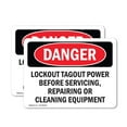thumbnail image 1 of (2 Pack) Lockout Tagout Power Servicing Repairing OSHA Danger Sign, 1 of 7