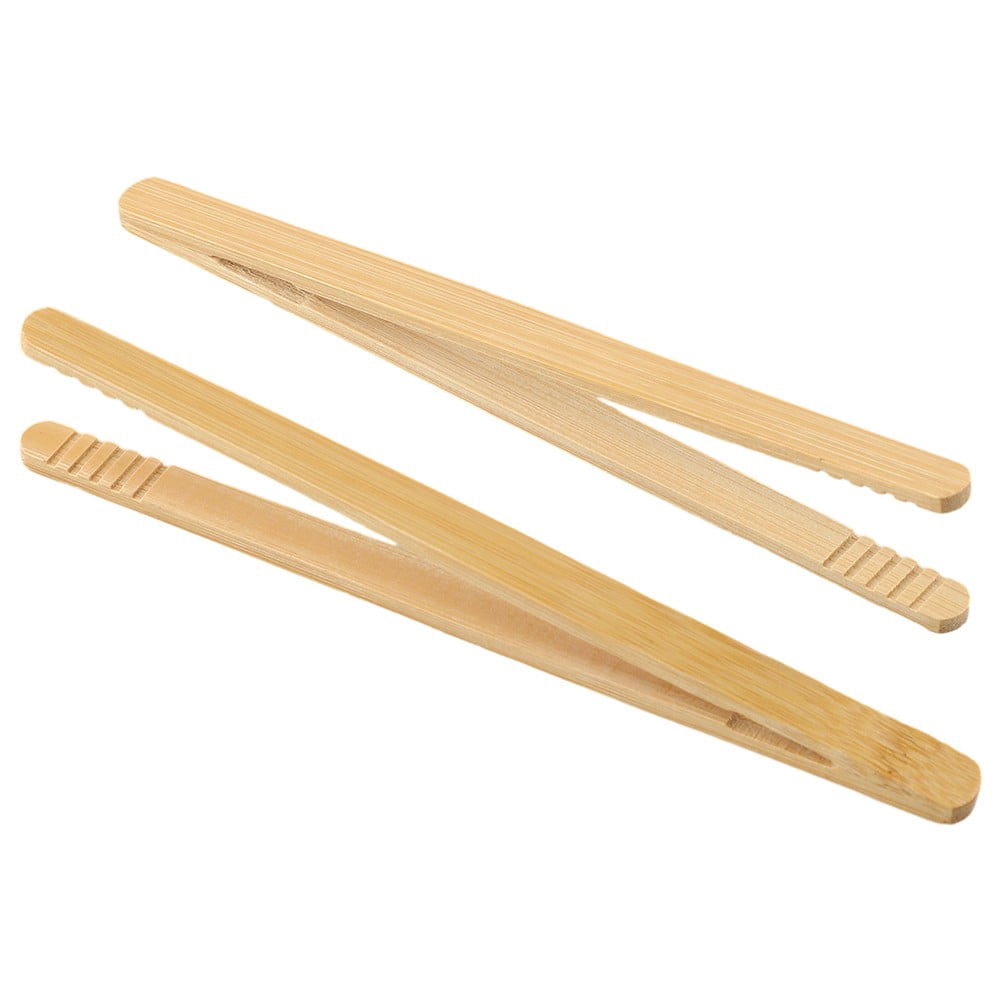 2 Pack Log Bamboo Tea Tongs Food Toast Tongs Toaster Bacon Sugar Iced