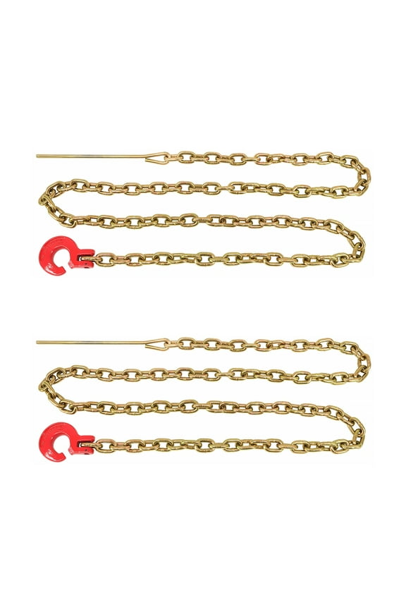 (2 Pack) Logging Chain w/ Choker Hook 3/8" x 10' w/ 14" Steel Probe