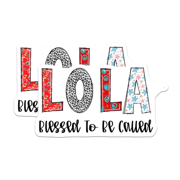 (2 Pack) Lola Stickers - Blessed Lola Saying - Custom Lola Decals - 5" On Longest Side - Sticks to Smooth Flat Surfaces - Made in USA - BMCS14078