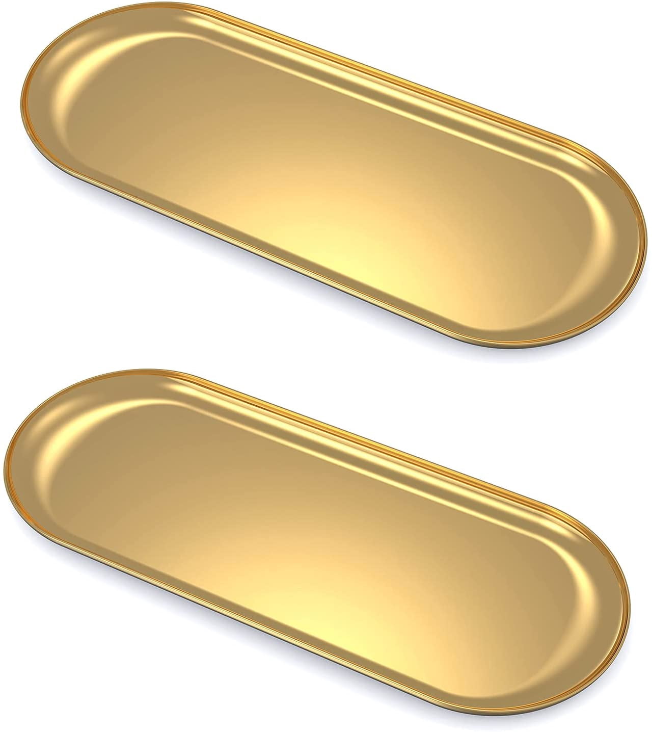 2 Pack Lolalet Gold Tray Small Decorative Tray, Brass Trinket Tray ...