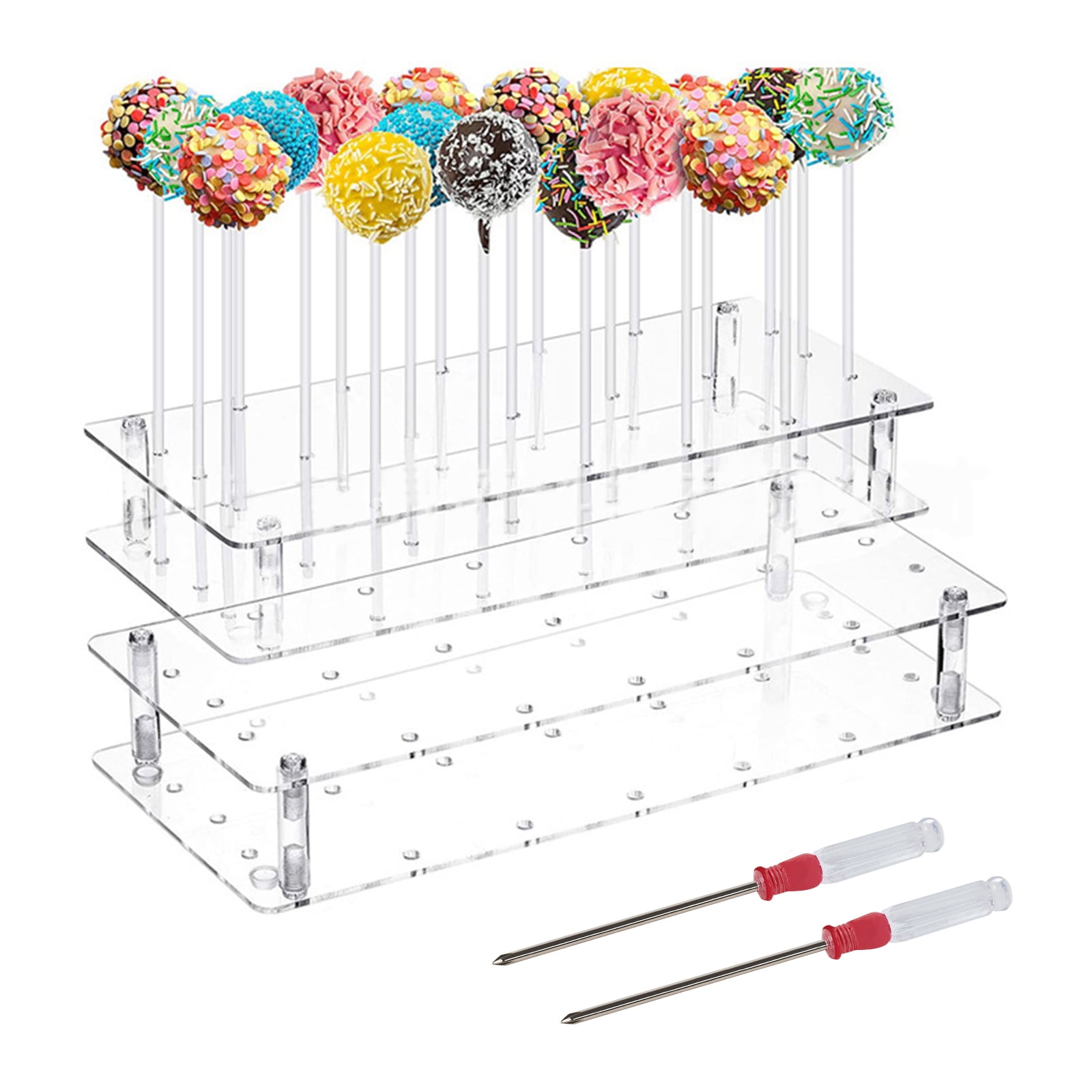 10pcs Cake Pop Packaging,White Cake Pop Holder Cake Pop Stand 18 Holes  （8.6*6*11.8）With Clear Window Displaying Small Cake Packaging 24 Yards  Silver Ribbons Decoration Making Lollipops - Walmart.com