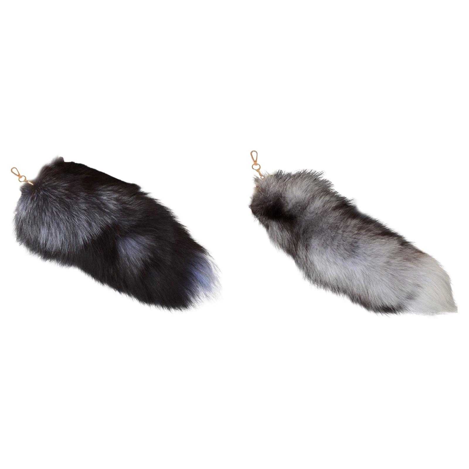 (2Pack) Long 3D Cute Tail Keys Chain Keychain Pendant Women Key Wrist