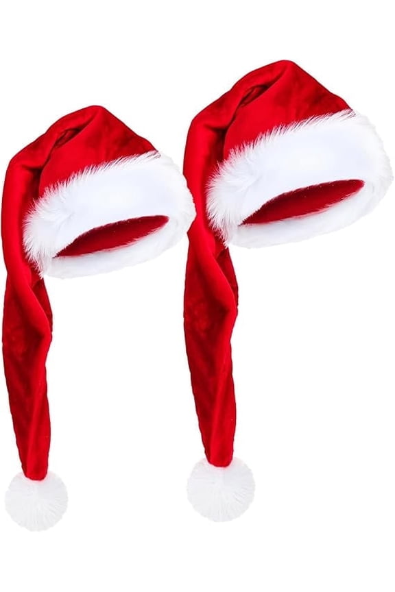 2-Pack Long Christmas Hats for Adults - Red Funny Christmas Party Hats, Festive Party Supplies for Xmas & New Year