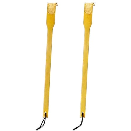 2 Pack Longer Handle Bamboo Back Scratcher 17in, Traditional Finger-Like Bamboo Wooden Body Massager for Scratching Itches, Natural and Healthy