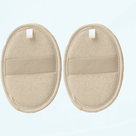 2 Pack Loofah Back Scrubber Natural Sponge Skin Exfoliating Pad Shower Face Body Deep Clean Oil for Piercings (Beige, One Size)