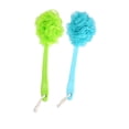 thumbnail image 1 of 2 Pack Loofah Sponge Back Scrubber Long Handled Exfoliating Bath & Shower Body Brush Luffa Pouf on a Stick for Men & Women (Blue & Green), 1 of 8