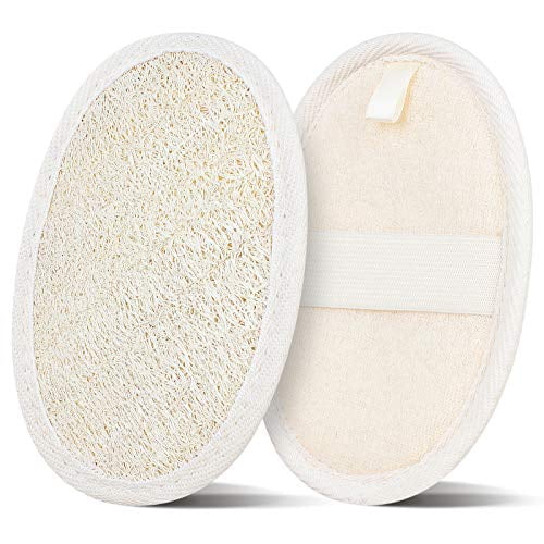 2 Pack Loofah Sponge Pads,Natural Luffa and Terry Cloth Exfoliating Loofah Sponge Scrubber Body Glove for Spa,Bathing and Shower