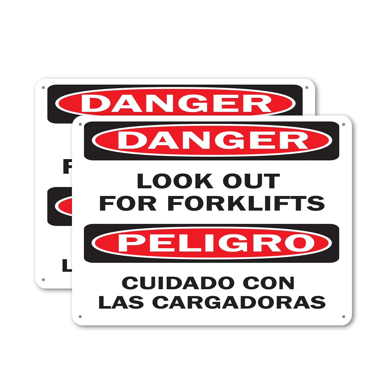 (2 Pack) Look Out For Forklifts Bilingual OSHA Danger Sign 18 Inch X 12 ...