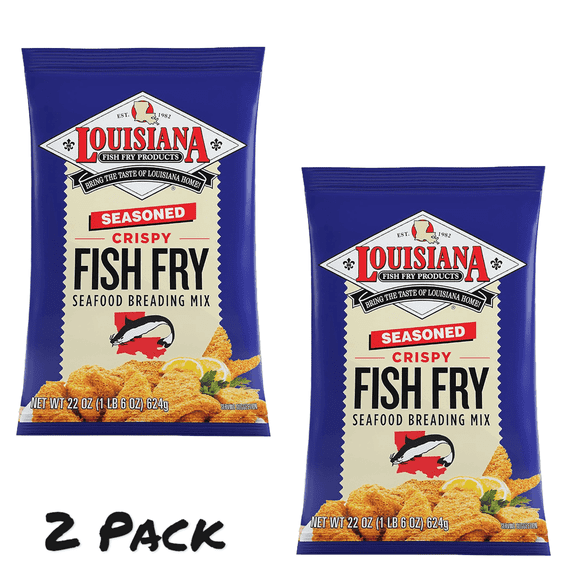 ( 2 Pack ) Louisiana Fish Fry Products Seasoned Fish Fry, 22 oz (Seafood Breading Mix)