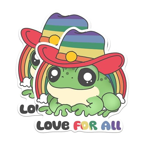 (2 Pack) Love for All LGBTQ Gay Pride Stickers - Gay Pride Awareness Month - 5 Inches On Longest Side - Premium Vinyl Decal - Sticks to Any Smooth Flat Surface - Made in USA - BMCS2019
