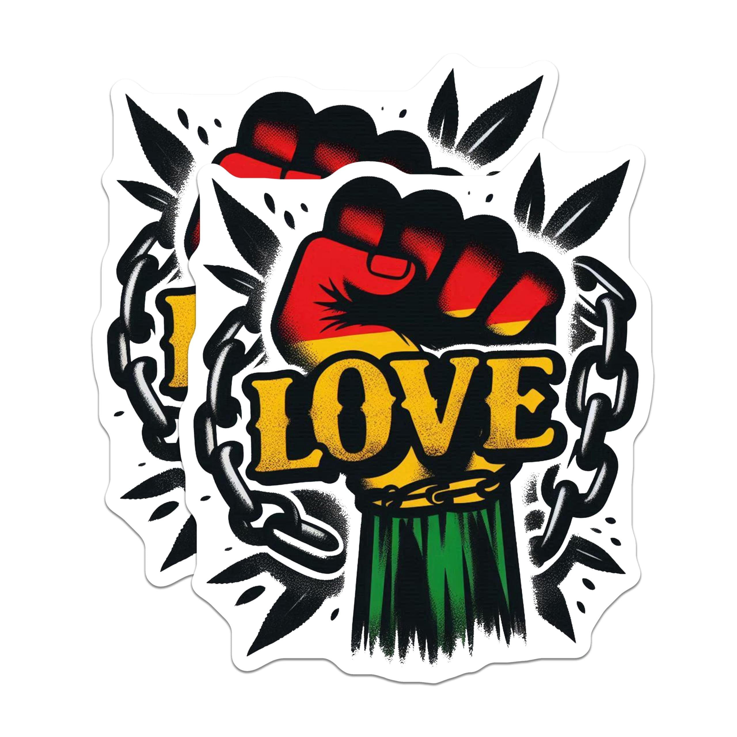 (2 Pack) Love Fist Stickers - Pan African Heritage - Empowerment Decals ...