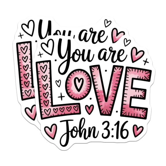 (2 Pack) Love John 3 16 Stickers - Christian Stickers - Religious Saying Sticker- 5" On Longest Side - Sticks to Smooth Flat Surfaces - Made in USA - BMCS16741